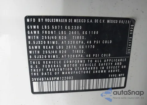 2023 Volkswagen Tiguan Sel R-Line Black from USA, damaged, VIN 3VV4B7AX8PM122002